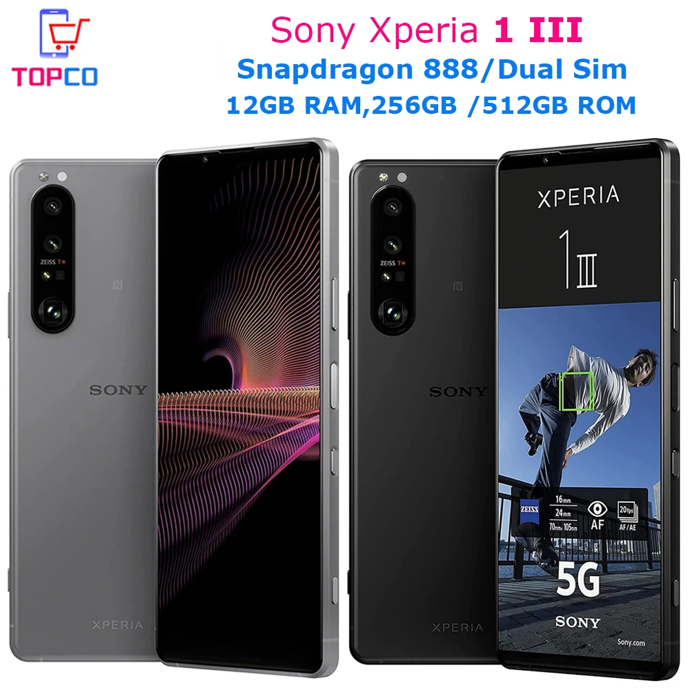 Смартфон Sony Xperia 1 iii, телефон с экраном 256 дюйма, Восьмиядерный процессор Snapdragon 512, тройная камера 12 МП, две Sim-карты, ОЗУ 12 Гб