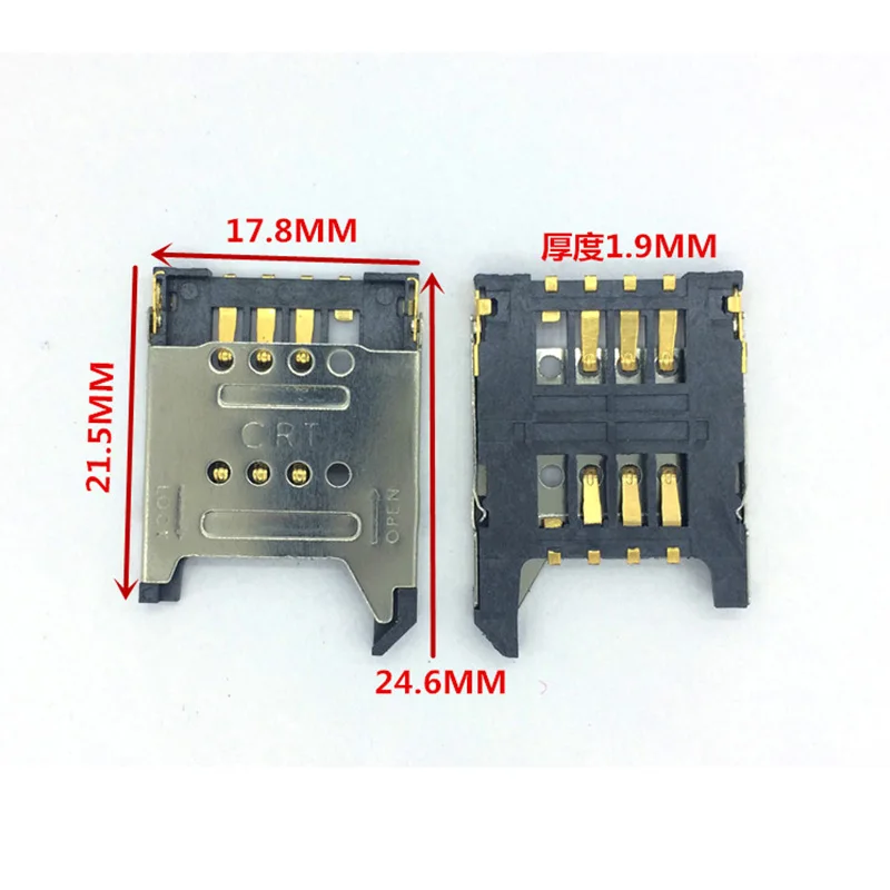 5PCS/LOT Clamshell Deck 6-pin metal shell SIM Card Flip Cover Flip 6PIN Connector 6-foot Metal Shell SIM Holder Overturned 6P