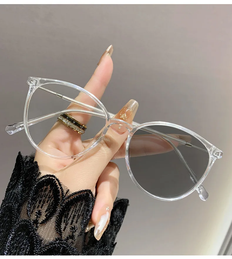 Runde photochrome Blaulichtfilter-Myopiebrille, lichtempfindlich, TR-Metallrahmen für Männer und Frauen, 0 bis -400 Dioptrien, für Zuhause und Büro – Detail 9