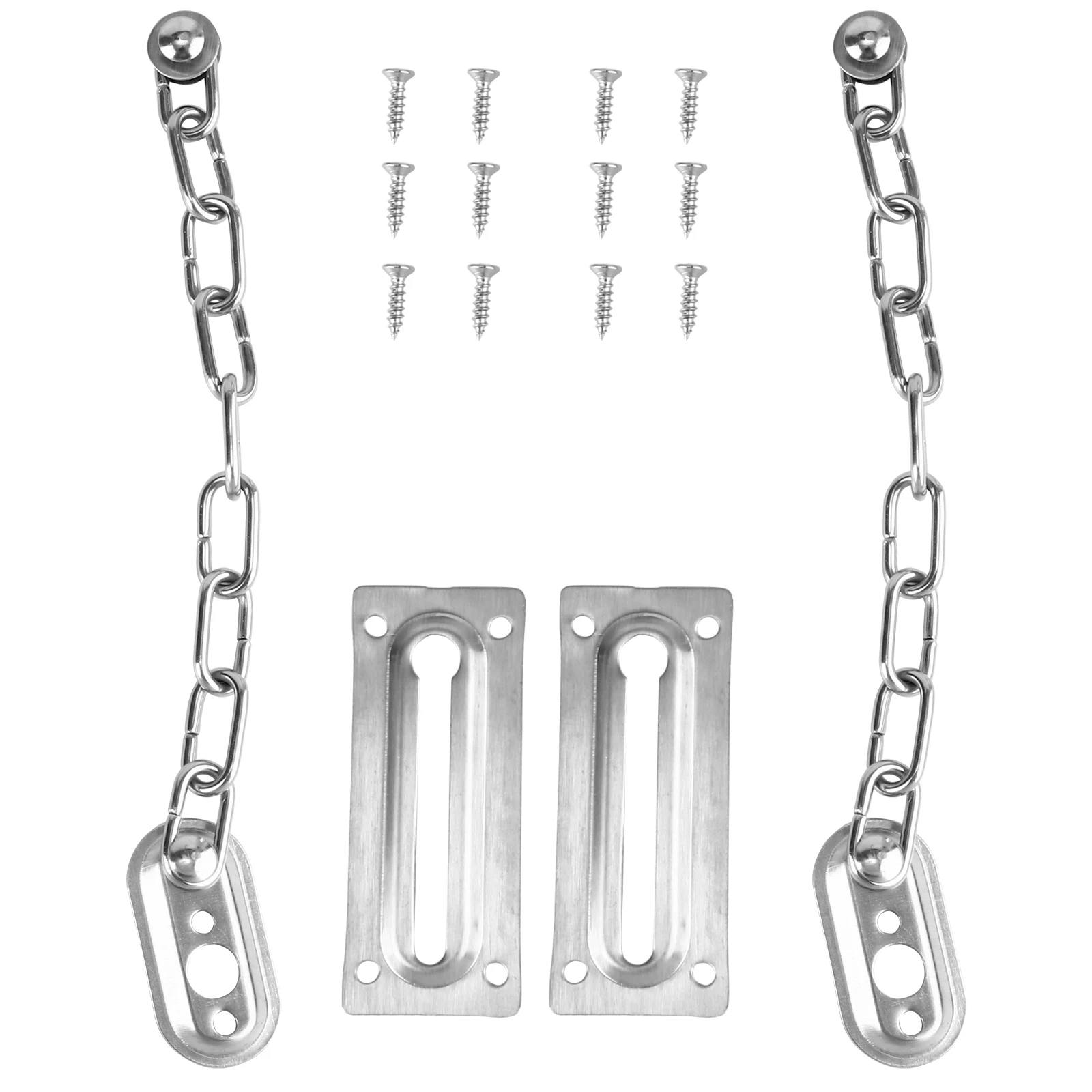 

2 Pcs Chain Locks Stainless Steel Heavy Duty Door Latch Security Heavy Duty ChildproofLatch 12 Screws Hardware