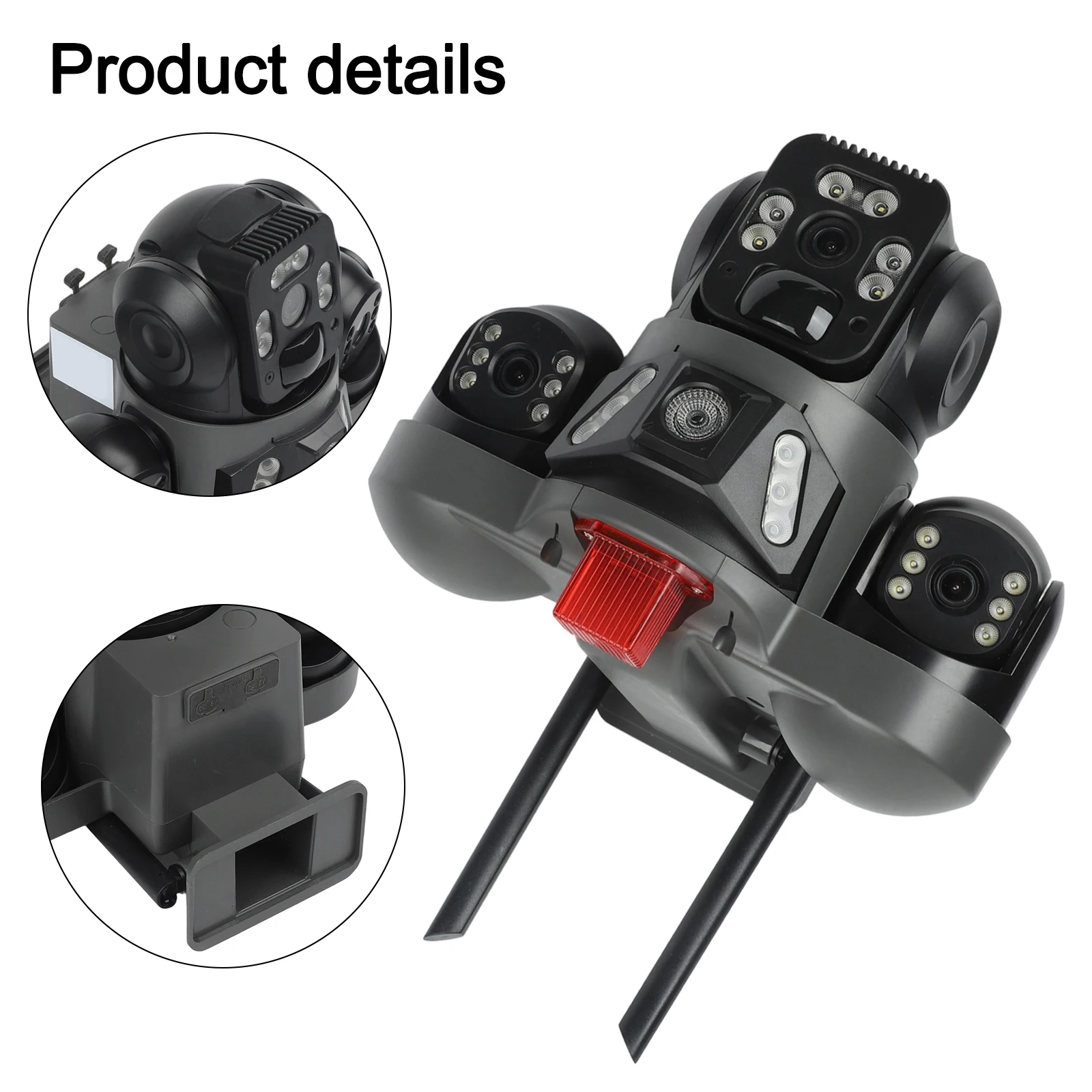 1pc 360° 4K Solar Security Three Lens Camera With Dual Detection ABS 2560*1440P Solar Security Cameras Security Protection