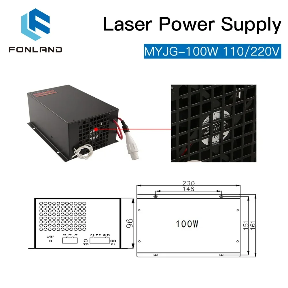 Imagem -04 - Fonland-substituição de Alimentação a Laser para Tubo Laser Co2 Máquina de Corte M100w Reci w2 t2 80100w