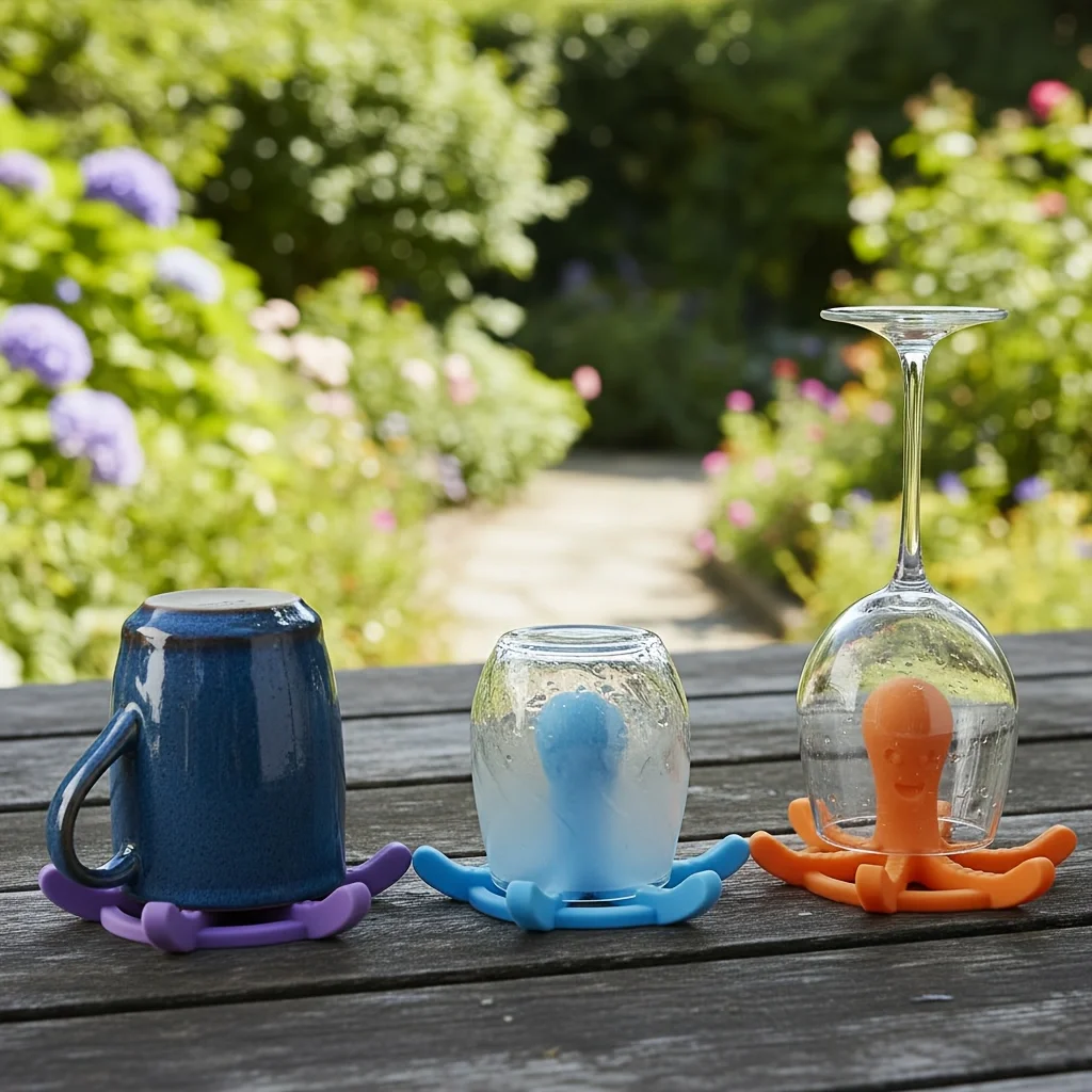Octopus Glass Drying Rack Cute Octo Dry Cup Drainer Holder, Creative Countertop Stemware Wine Glass Mug Upside Down Air Dry Stan
