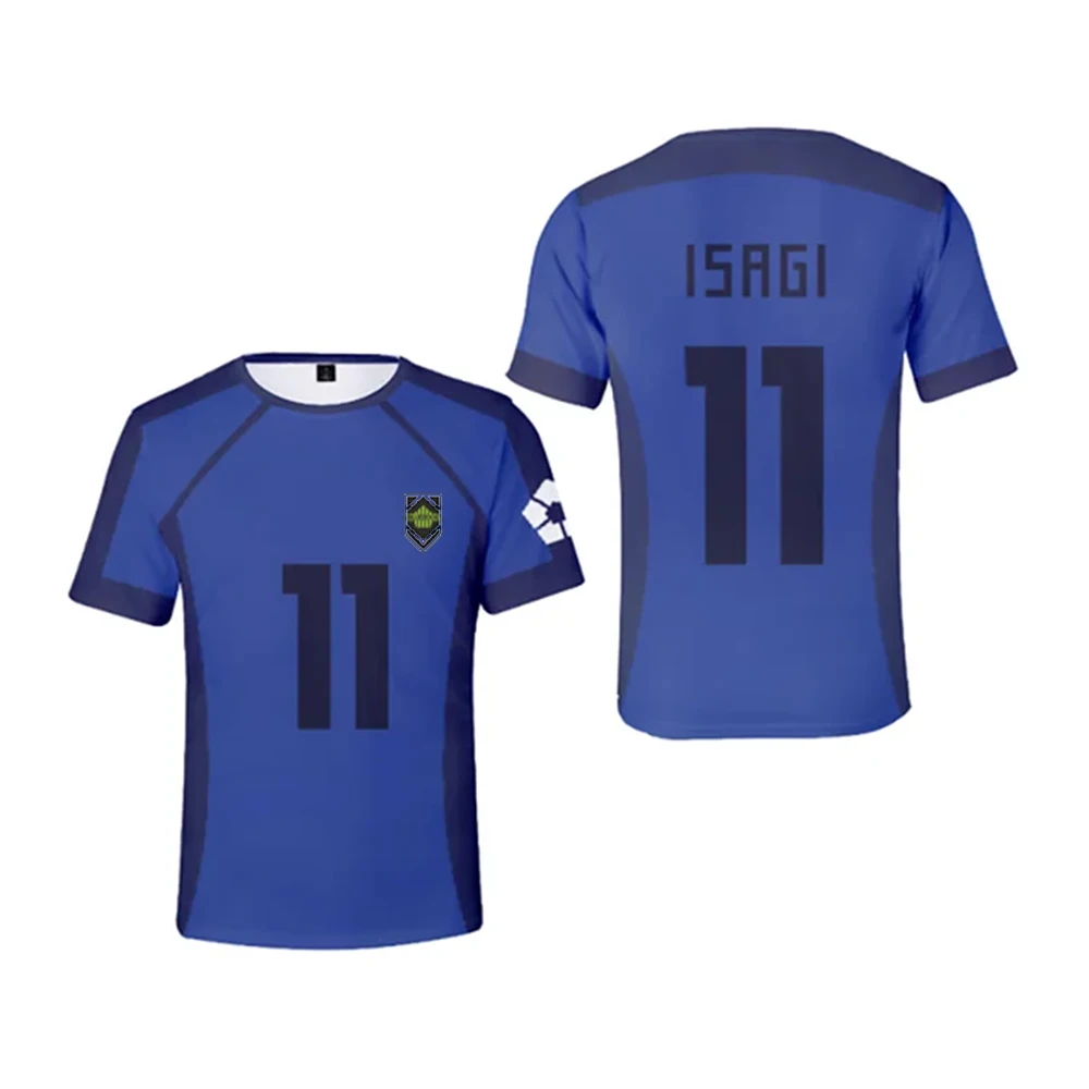 Jersey de futebol japonês original para crianças, bloqueio azul, Isagi Yoichi, Hyoma, Chigiri, Meguru, Bachira, Cosplay Tee, roupas Anime