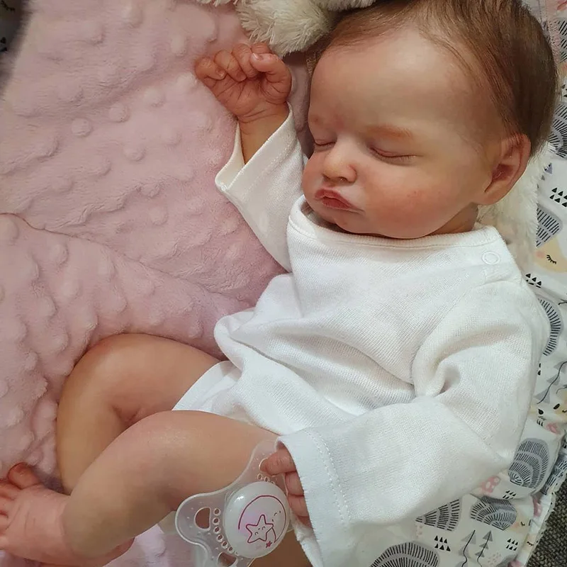 45CM Reborn Sleeping Baby Rosalie with Hand Rooted Hair Already Painted 3D Skin Real Looking Baby Dolls Muñecas Bebes Reborn