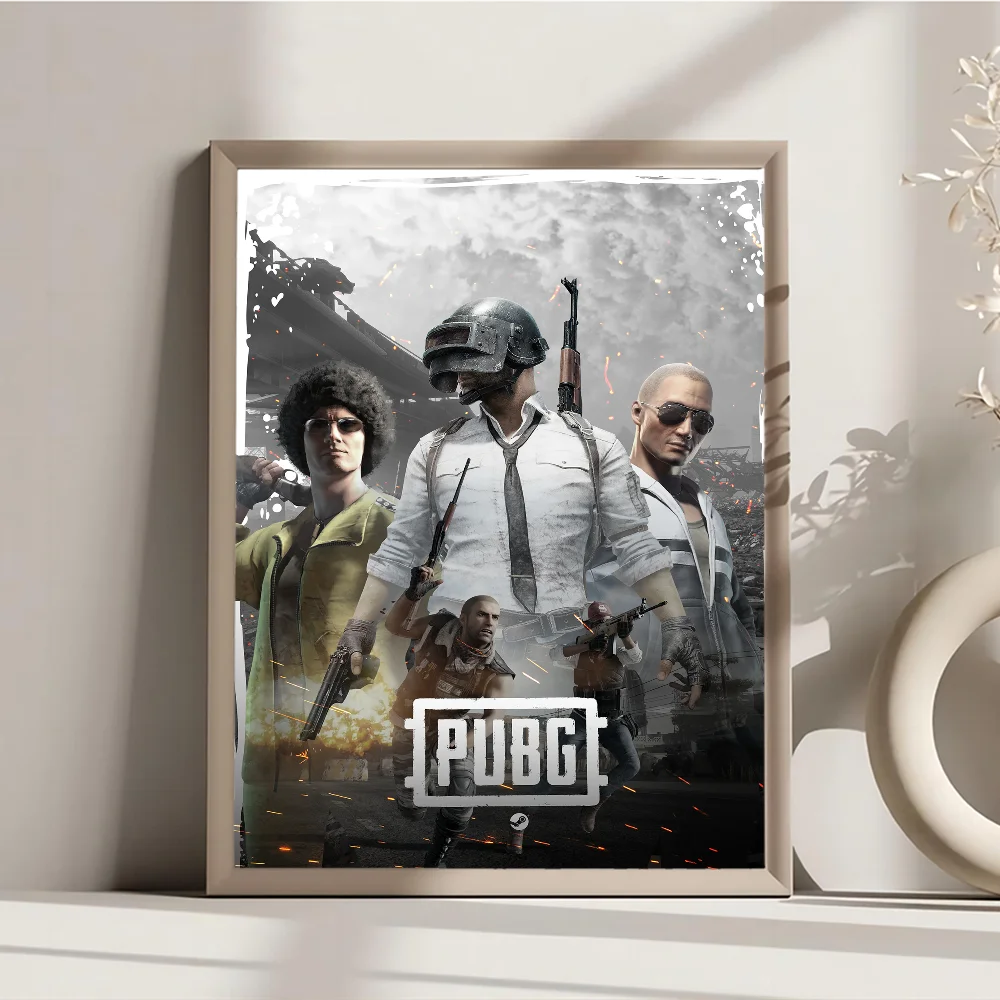 1PC PUBG Poster Movie Sticky Posters Retro Kraft Paper Sticker DIY Room Bar Cafe Aesthetic Art Wall Painting