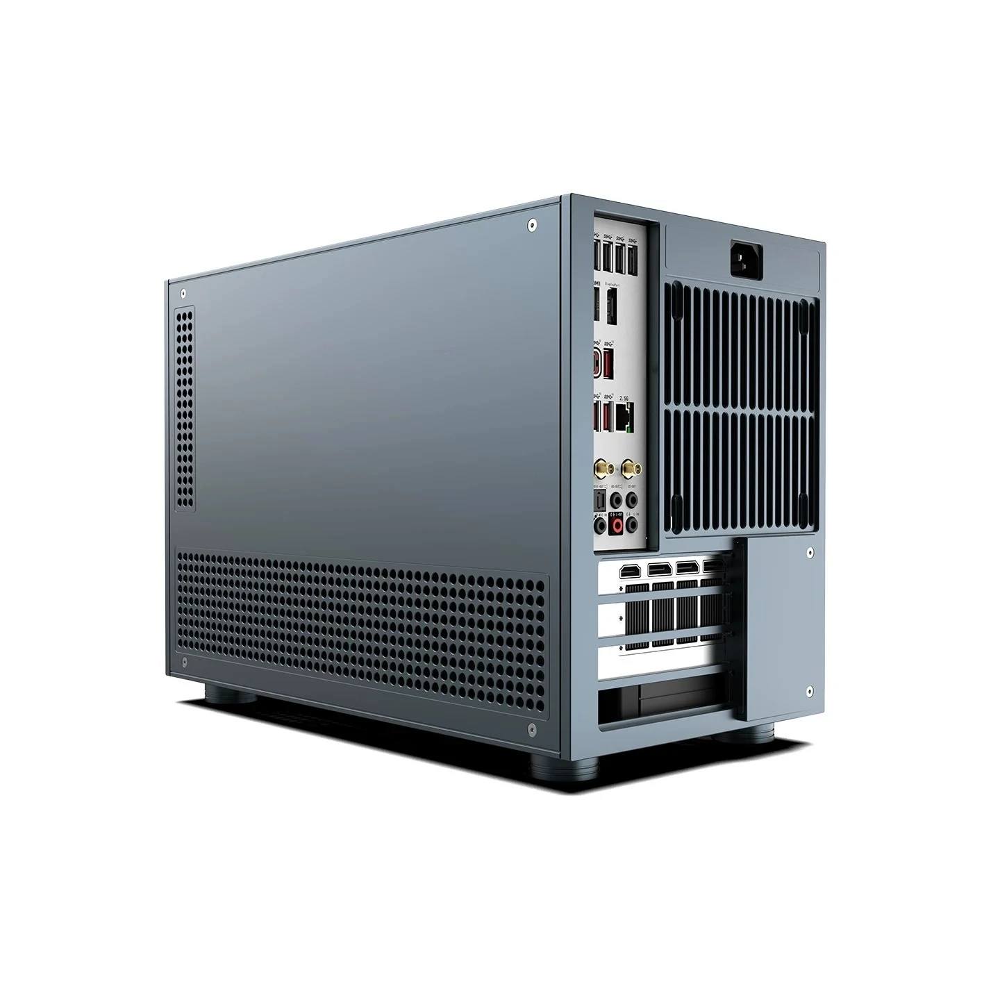 Compact MATX Gaming PC Case, 19.55L Mid Tower All Aluminum Chassis, Air Cooled GPU Direct Install, Tempered Glass Side Panel