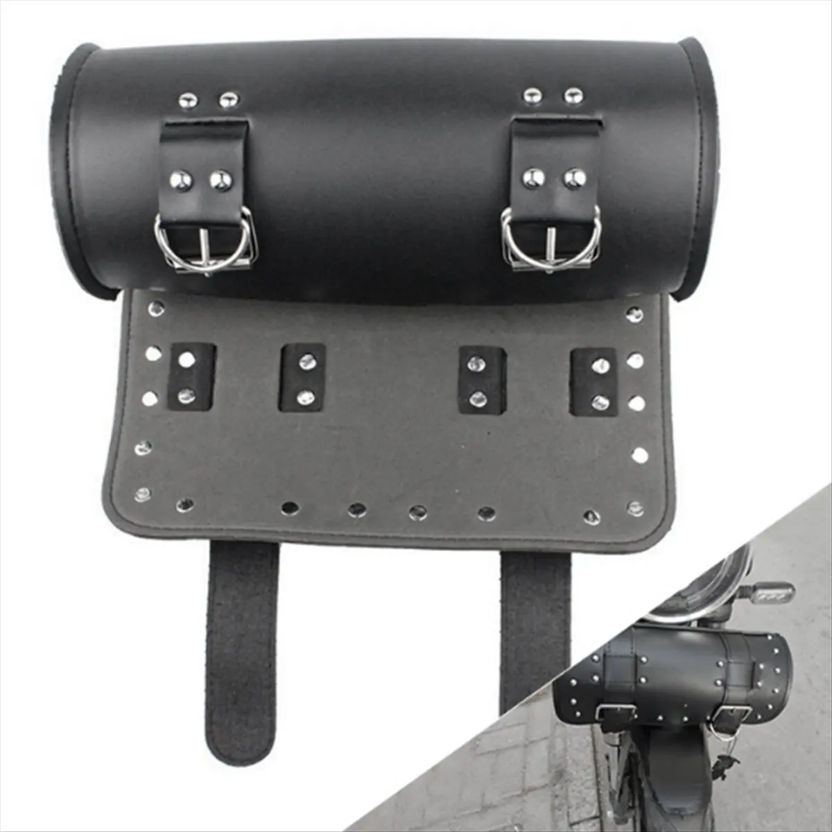 Compatible Universal Motorcycle PU Leather Tool Bag Front Fork Handlebar Saddlebag Roll Barrel Racing Tail Barrel Storage