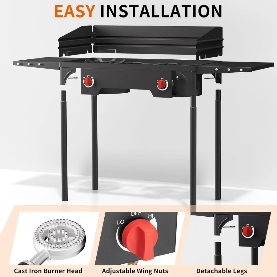 SKOK 2 الشعلات موقد البروبان المحمول مع لوحة الرياح رفوف جانبية موقد التخييم المحمولة مع كفاءة عالية البروبان الموقد Ou #6
