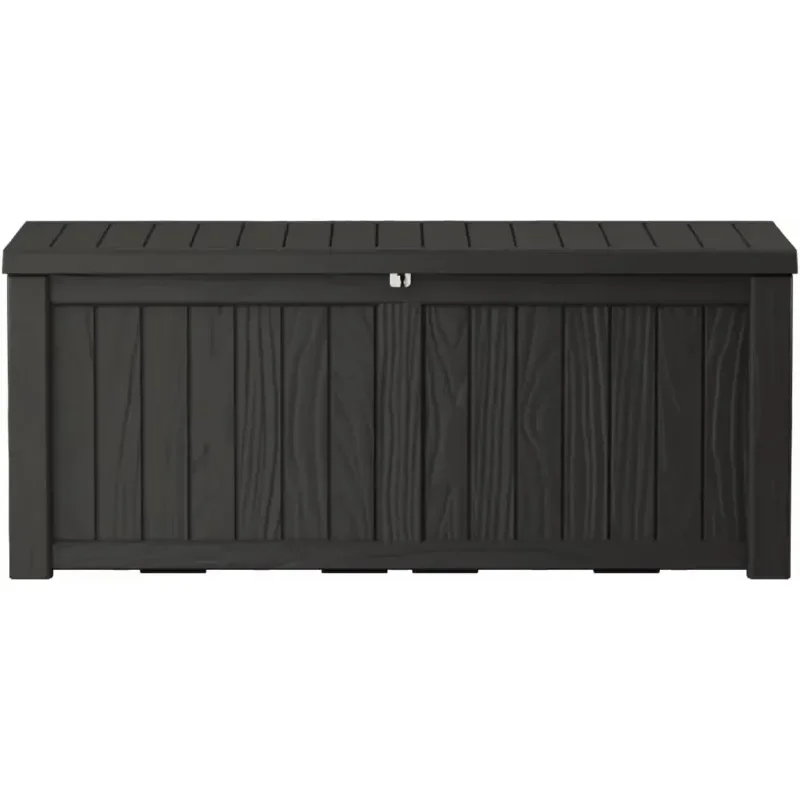 Caja de almacenamiento para exteriores de 150 galones, caja de cubierta de resina bloqueable impermeable, grande, contenedor de almacenamiento para patio, cojín para accesorios de piscina (caliente)