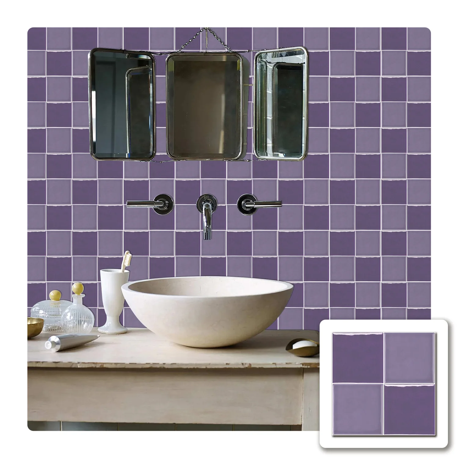 15x15cm 10pcs All-in-One Kitchen Tile Stickers - European Solid Color PVC Waterproof Self-Adhesive for Cabinet Stove Backsplash