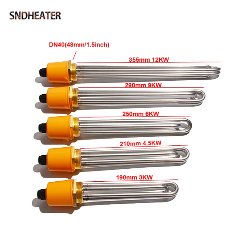 SNDHEATER DN40 1,5 cala gwint odporność na ciepłą wodę rura grzewcza 3KW-12KW 110v 220v 380v destylacja wody rurowy element gotowania