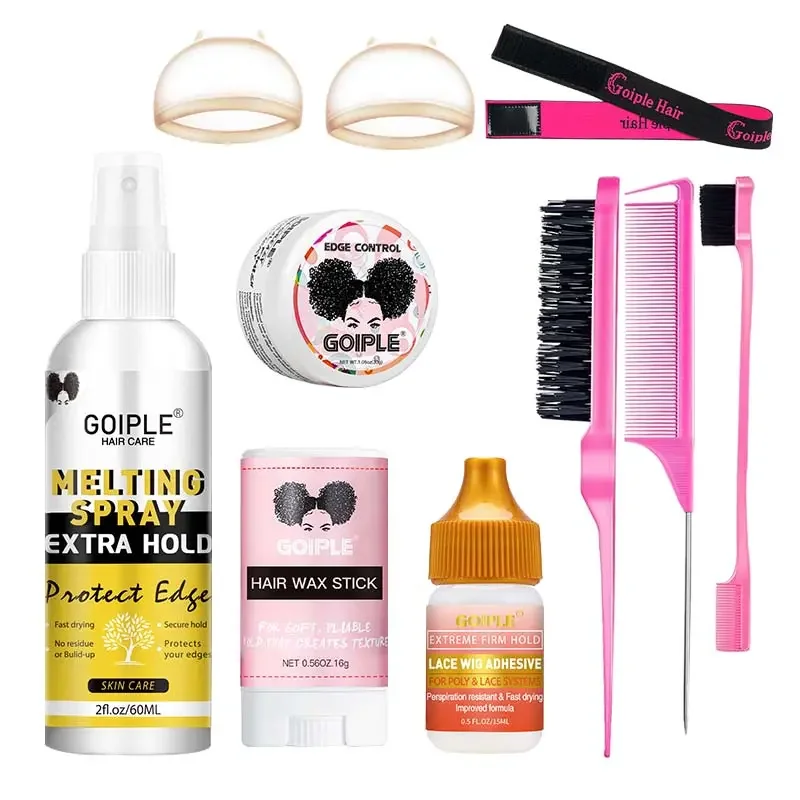 

GOIPLE Melting Spray Fast Dry Wig Adhesive Anti-Frizz Smoothing Styling Wax Stick Long-Lasting Non-Greasy Edge Control Gel 9pcs