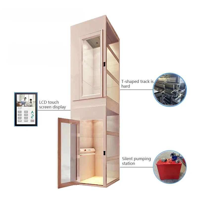 Hydraulically controlled small machine 3 person lift luxury villa home elevator