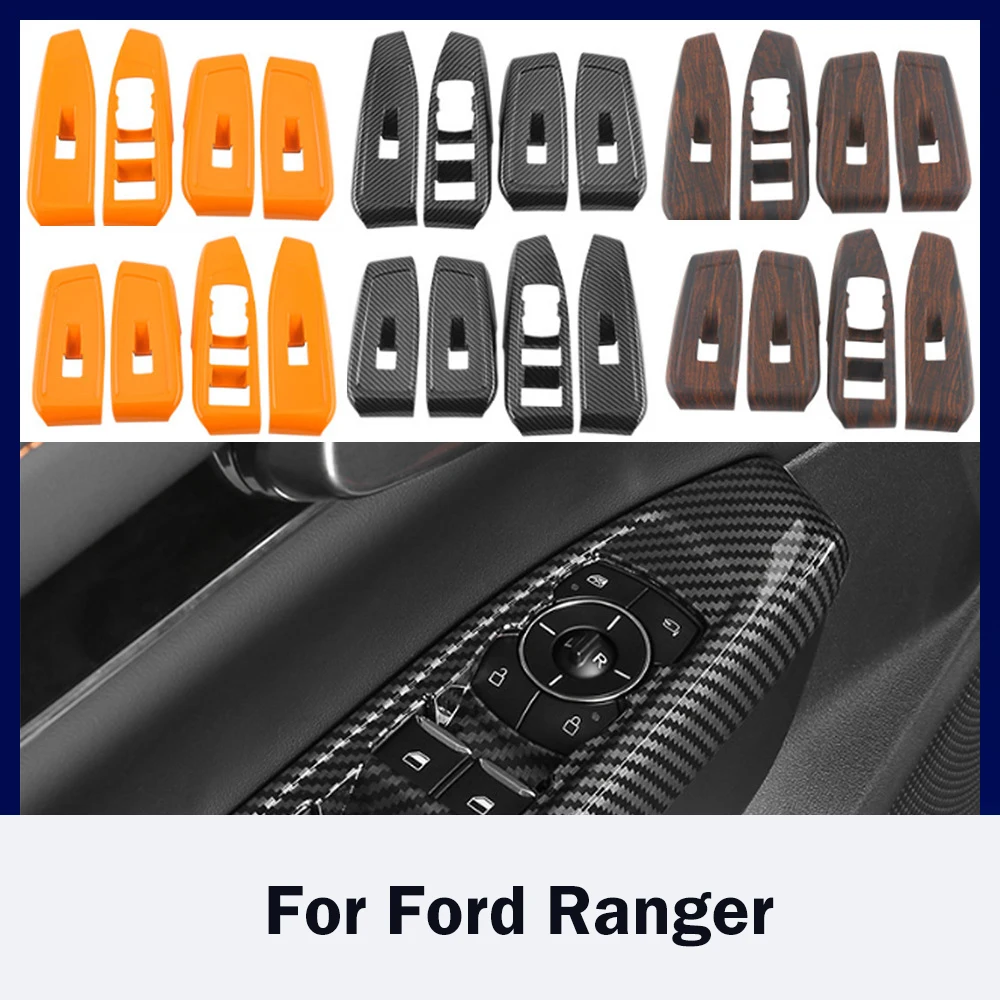 

Ford Ranger 2023 ABS Orange Carbon Fiber Door Lift Panel Decorative Strip Stickers Automotive Interior Accessories