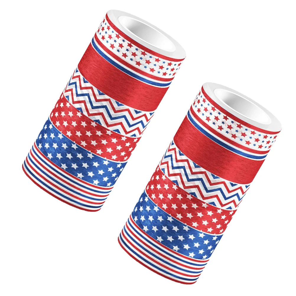 

12 Rolls Independence Day Themed Decorative Tape Roll Adhesive Scrapbook Tape for 4Th of July DIY Crafts Decorative Tapes