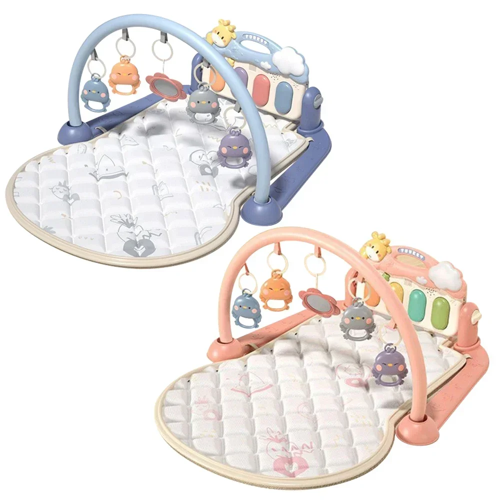กิจกรรมเด็กเสื่อยิมเปียโนสัตว์ Rattle ของเล่น, ดนตรีเด็ก Gyms Play Mat กิจกรรมเกมผ้าห่มของเล่นสําหรับเด็กวัยหัดเดินทารก