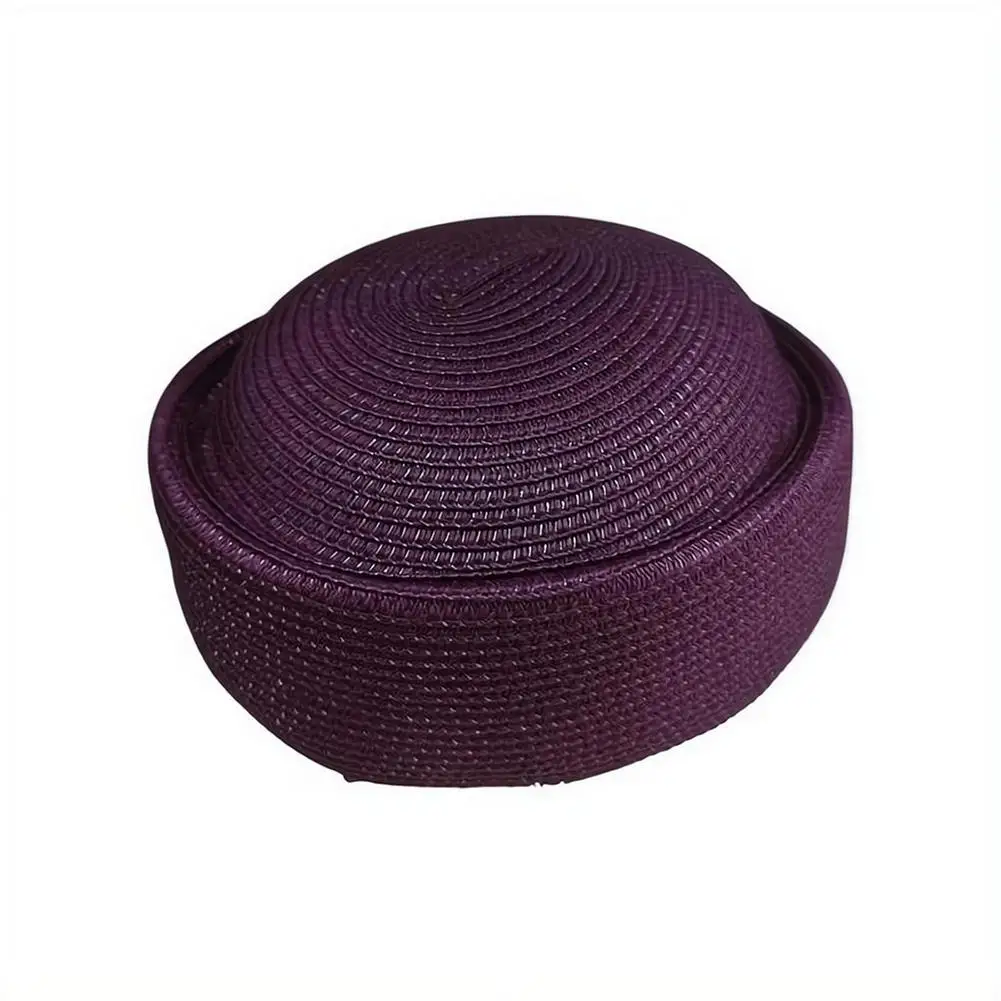 New Retro Style Straw Sun Hat Artistic Design Wide Brim Painter Beret Concave Top Woven Texture Woven Straw Hat Photography Prop