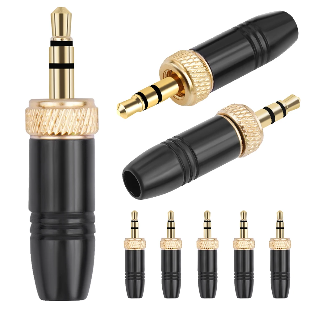 3.5mm Plug M6 Internal Thread Stereo Headphone Jack Male Plug Solder DIY Audio Cable Connector for SonyUWP-D21 Microphone