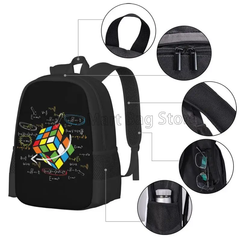 Mochila de viaje Math Rubiks Rubix Cube Caps para niños y niñas, mochila escolar ligera resistente al agua, Picnic de viaje