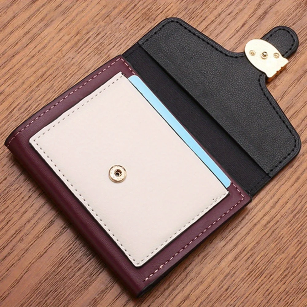 Vielseitige, modische, niedliche kleine Geldbörse für Damen, zweifarbig, faltbar, mit Münzclip und Schnalle, kompakte Clutch für den täglichen Gebrauch und Reisen. – Detail 6