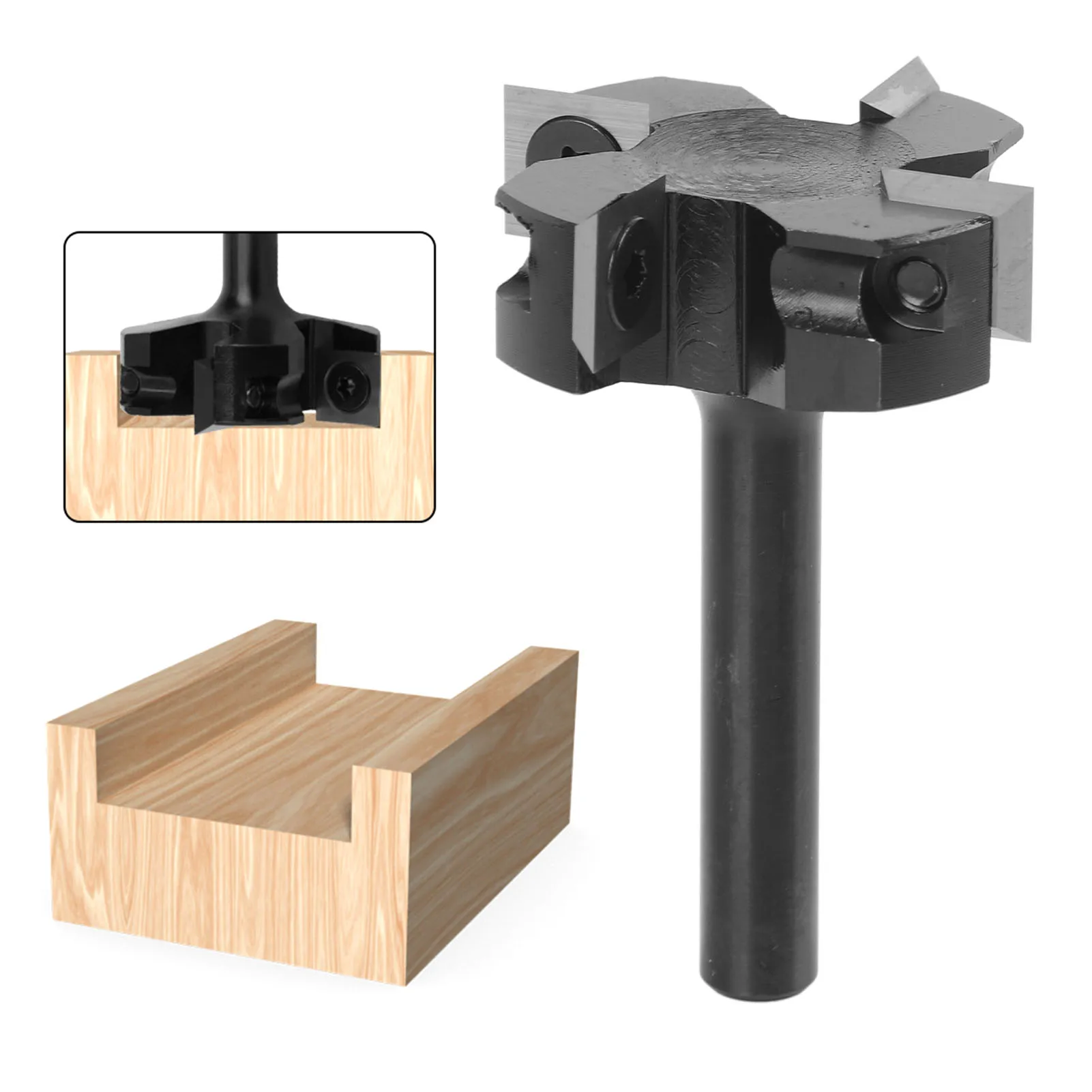 

Spoilboard Surfacing Router Bit Round Handle Design 8mm Shank 4 Flute Cemented Carbide Multi Purpose Slab Flattening Router Bit