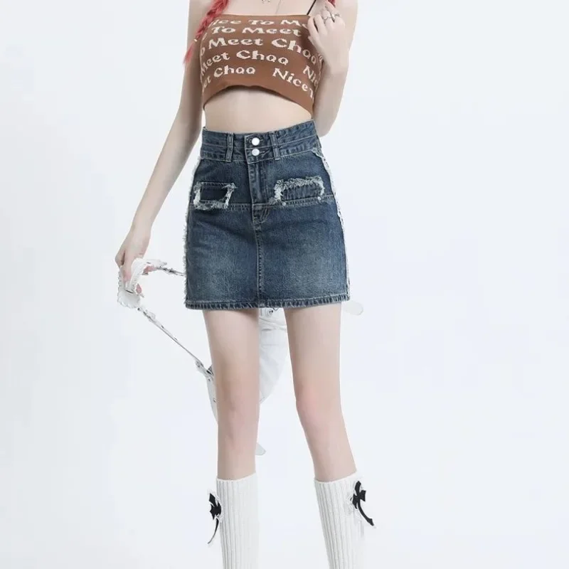 

Jeans Skirts for Women Coquette Mini Short Gyaru High Waist Korean Style A Line Clothing Trend 2025 Cheap Sexy Woman Denim Skirt