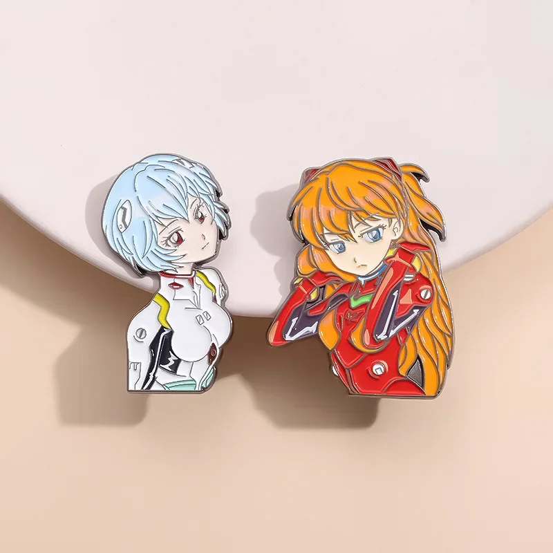 Anime Evangelion Eva Enamel Pins Ayanami Rei Asuka Langley Soryu Japanese Animation Figure Metal Backpack Pin Badge Jewelry