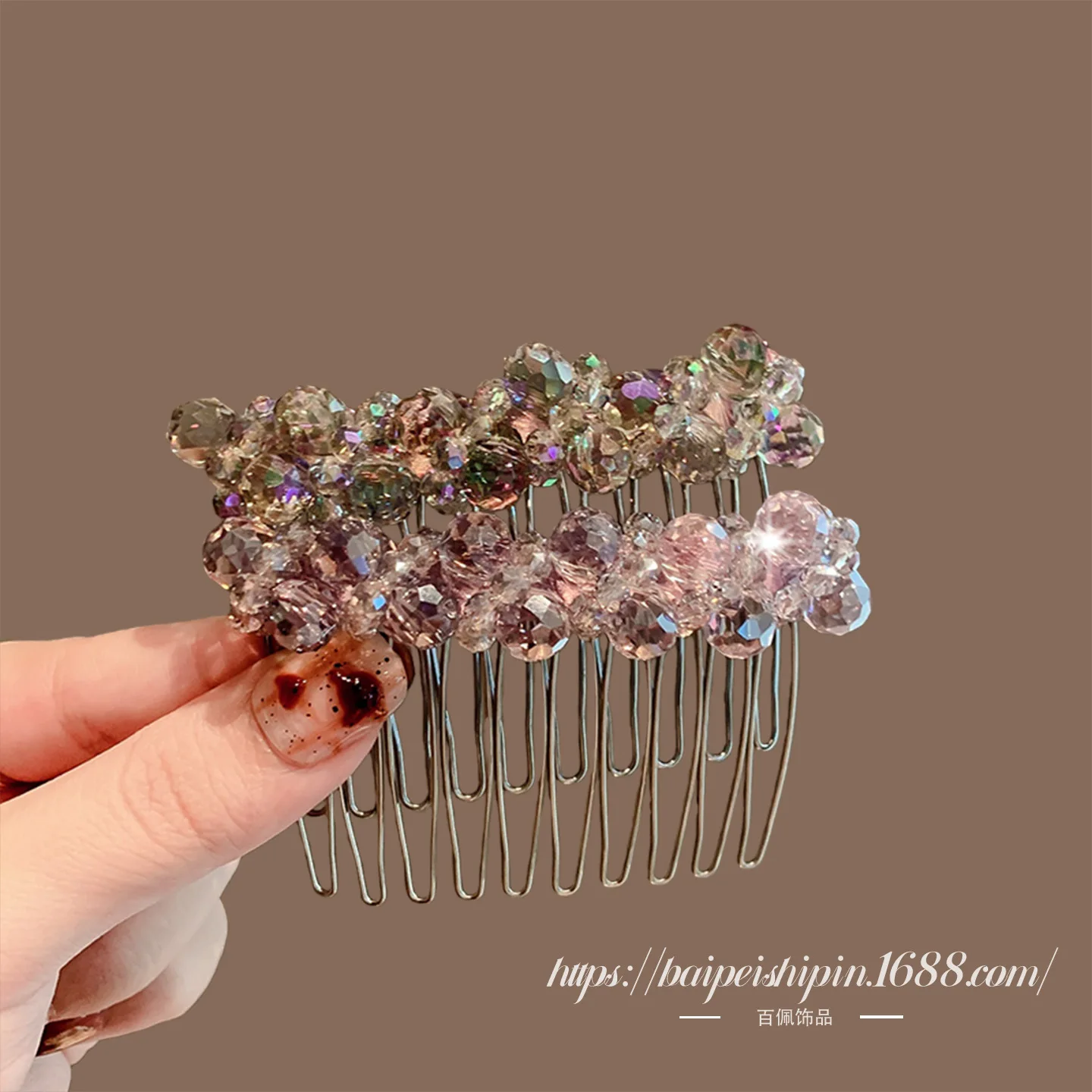 1pc Red Rhinestone Hair Comb 2026 New Year Party Side Flat Pin for Women Bangs Baby Hair Elegant High End Accessory
