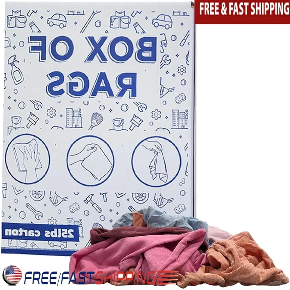 

Хлопковые чистящие тряпки премиум-класса, многофункциональные полотенца для магазинов, впитывающие ворсовые салфетки, мастерская, механика, художника, коробка для домашнего использования, 25 фунтов