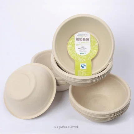 350ML Disposable Soup Bowls 100% Biodegradable Paper Bowls for hot Soups Appetizers Household Food Containers