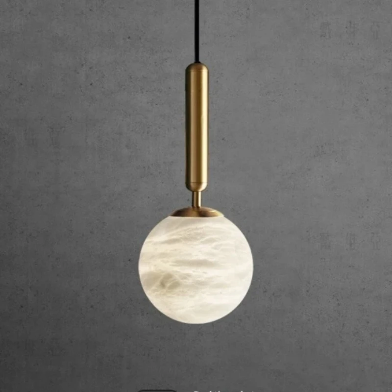 Modern Marble Pendant Light Round Ball Designer Hanging Lamp for Bedroom Bar Dining Room Bedside Lighting