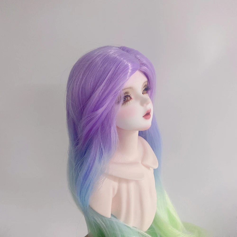 SD Doll Wig BJD Doll Hair Fit For 1/3 1/4 1/6 Doll High Temperature Fiber Rainbow Color Wig Diy  Accessories For Girl Gift
