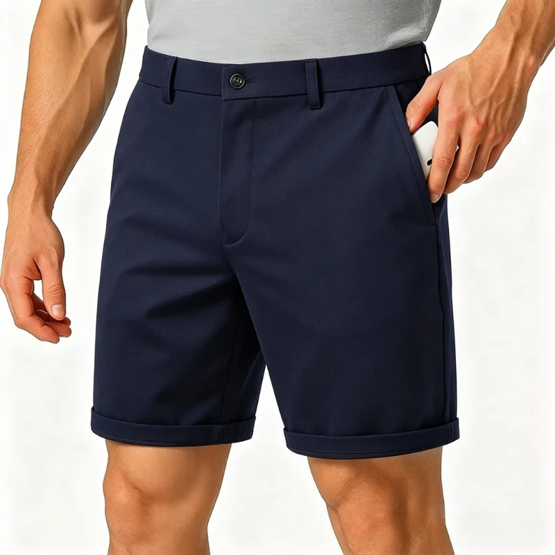 Office Dress Shorts Men Quick Dry Casual Bermuda Shorts Summer Ice Silk Cooling Business Zipper Fly Formal Shorts Mens Work Wear