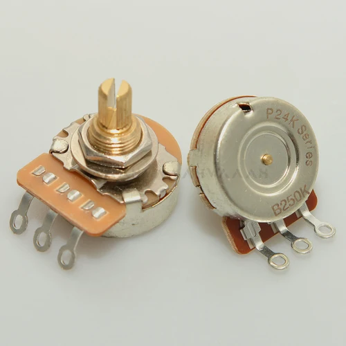Imagen 2 del producto 10 Uds. Potenciómetros de latón de 3/8 ""potenciómetros de eje corto 250K 500K opción para piezas de volumen de tono de guitarra eléctrica y bajo