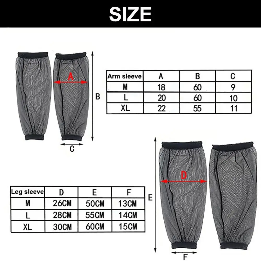 新しい通気性蚊アームスリーブメッシュ軽量レッグスリーブ脚蚊帳キャンプ
