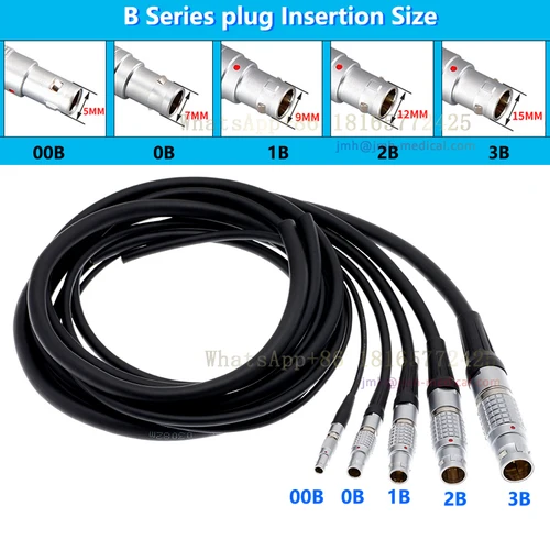 Imagen 2 del producto Enchufe macho FGG 0B 1B 2B, cable de PVC soldado estándar, 0,5 m, 1 m, 2 m, 3 m, 5 m, cables blindados y sin blindaje, conector personalizable