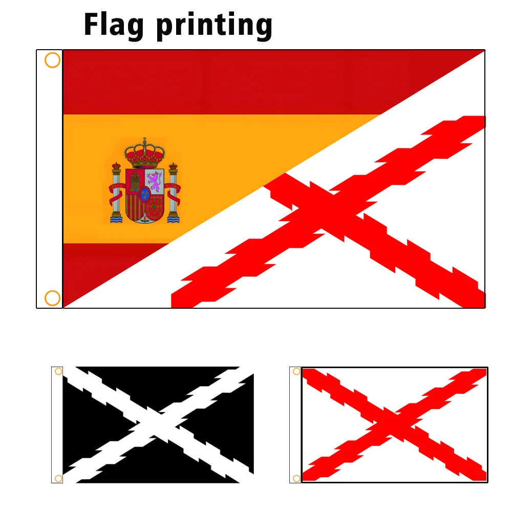 3x5Fts Flag of Spain with the Cross of Burgundy and the Hymn Poem of the Tercios of the Spanish Army