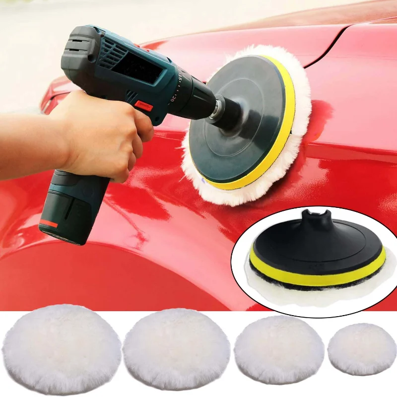 5 Sizes Wool Polishing Disc Pad for Car Paint Care Polisher Pads Waxing Polishing Buffing Wool Pad 75-180mm Auto Accessories