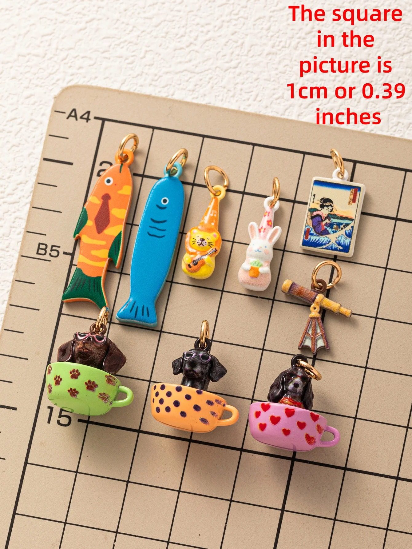 Einfache und beliebte Cartoon-Serie Schal Hund Krawatte Fisch Löwe DIY Anhänger Charms Schmuckherstellung – Detail 1