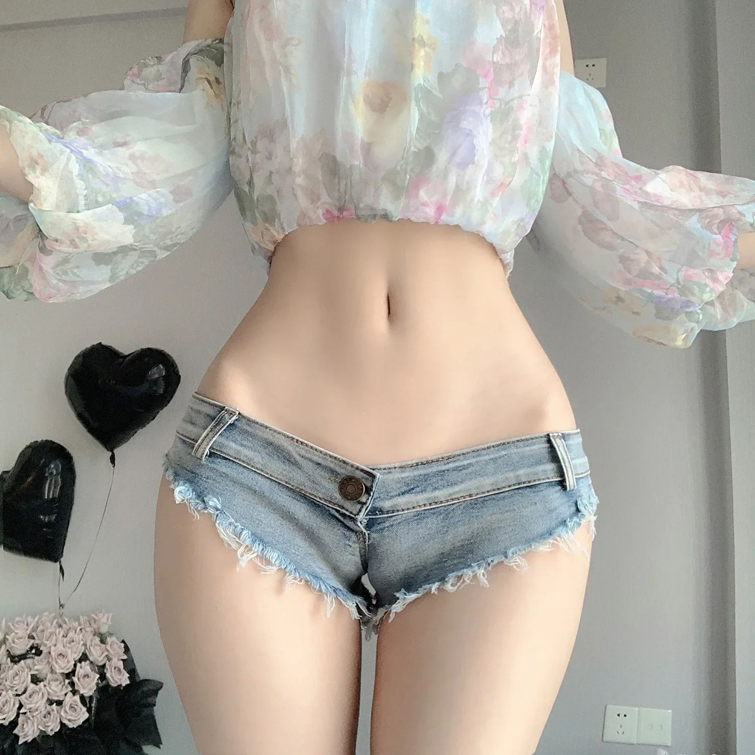 Women Beach Denim Thong Shorts Young Girls Sexy Nightclub Mini Short Jeans Ladies Disco Pole Dance Hotpants Micro Mini Shorts