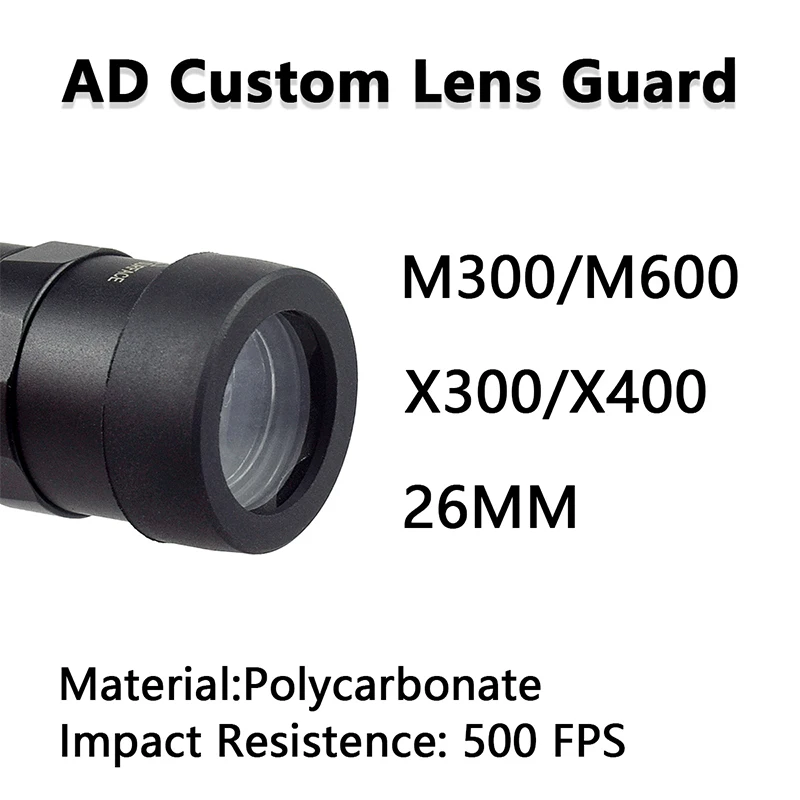 Tactical M300 M600 X300 X300V Protector SR Hunting Weapon light LED Flashlight AD Custom Lens Guard For 26MM 28MM 30MM 38MM