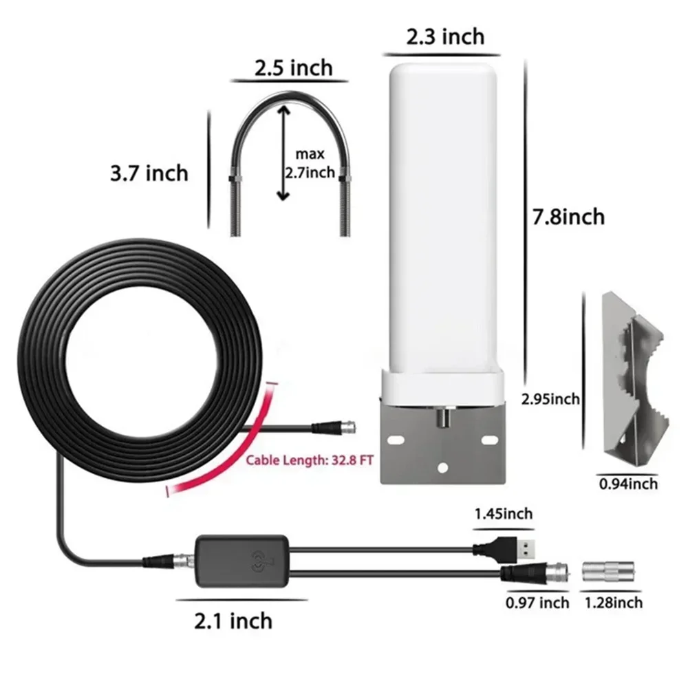 6000 Miles Outdoor Digital TV Antenna 35dBi Long Range Signal Amplifier 4K 1080P Free HDTV Channel for ATSC DVB-T DMB-T ISDB-T