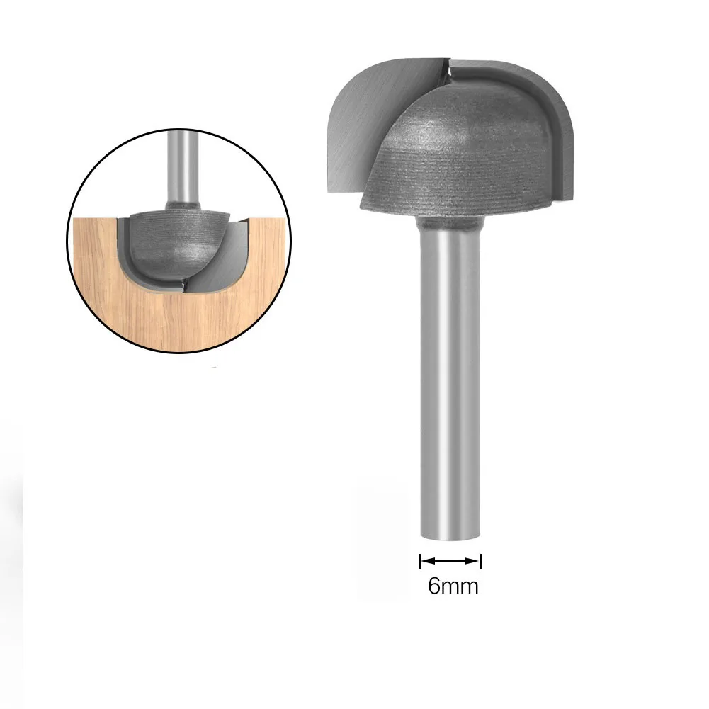Router Bit para escultura em madeira, Shank Milling Cutter, Tigela Bandeja Router Bit Ferramentas de corte de madeira Acessórios para madeira, 6mm, 1 Pc