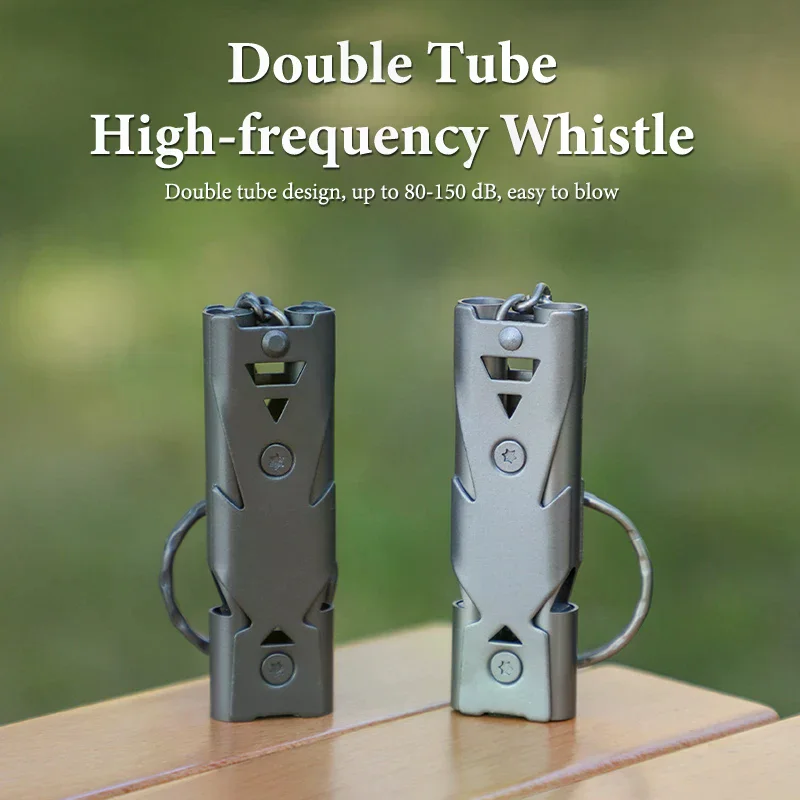 

Double Pipe Whistle Pendant Keychain High Decibel Portable Outdoor Survival Emergency Camping Tool Multifunction 1PC