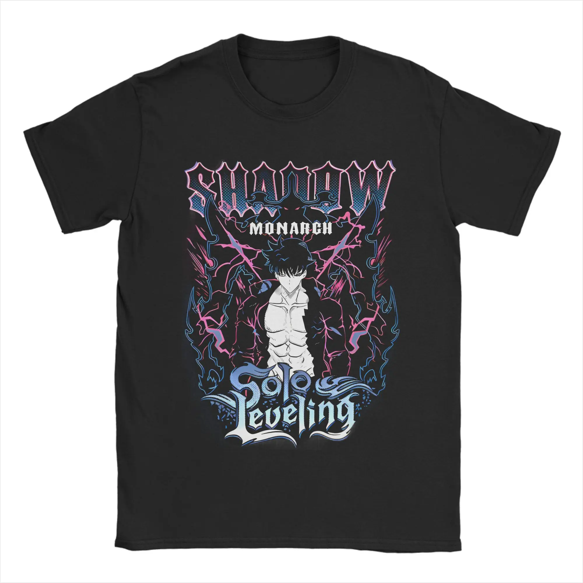 

Sung Jin woo T Shirts Men Women's Pure Cotton T-Shirts Round Neck Anime Solo Leveling Aesthetic Tees Short Sleeve Tops Party