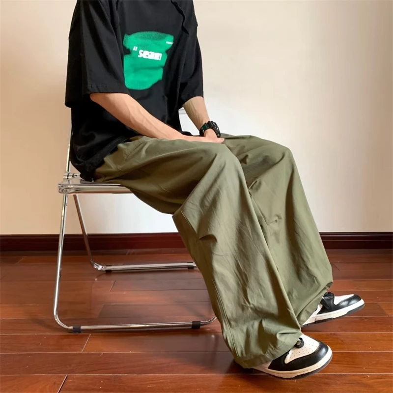 

Свободные мужские рабочие брюки: летние, винтажные, американские, широкие, повседневные, прямые, длинные, удобные, дышащие, модные