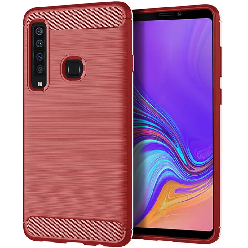 Shockproof Carbon Fiber Case for Samsung Galaxy A9 2018 Brushed Texture Rubber Silicone Case for galaxy a9 2018 Phone Cover