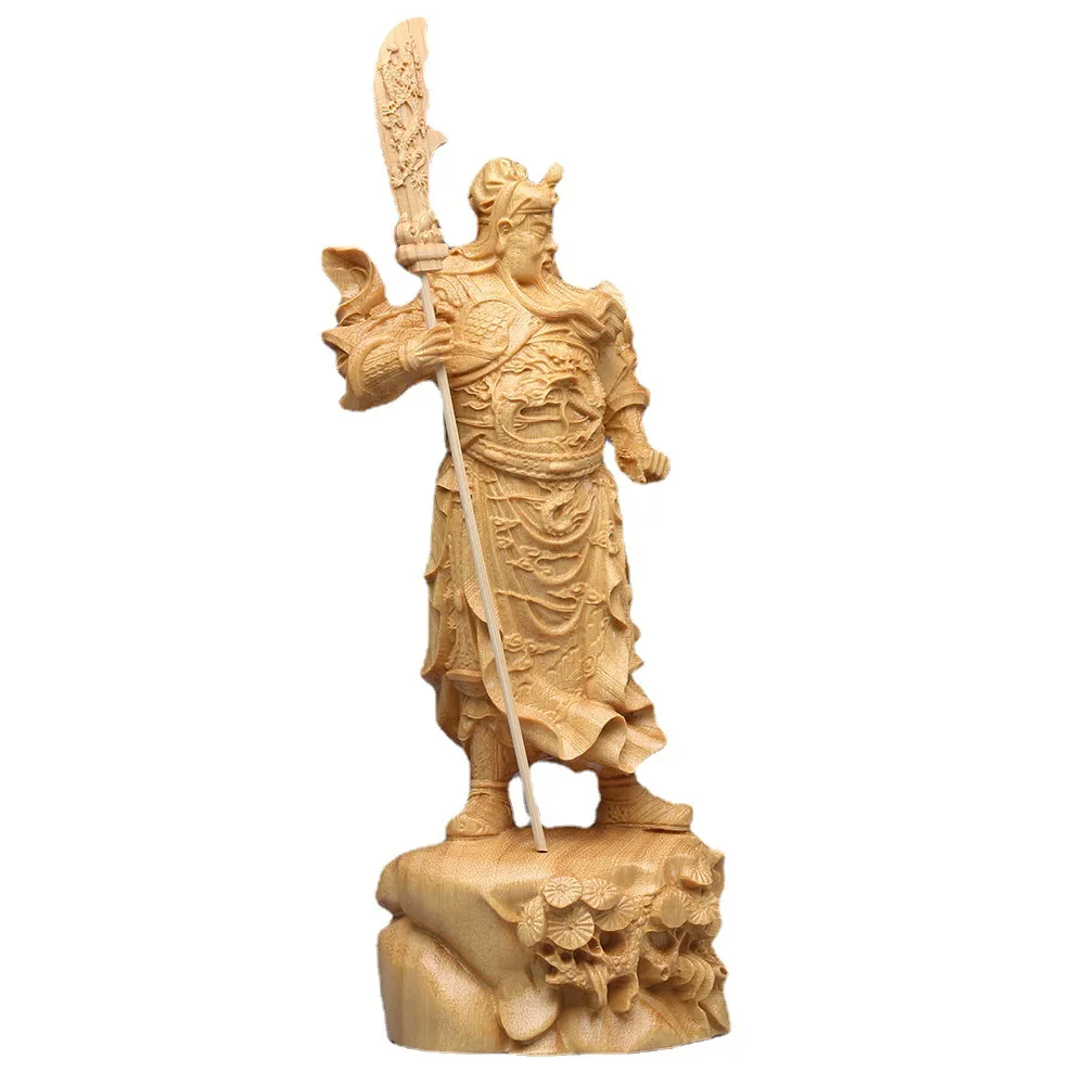 Imagem -05 - Estátua wu em Escultura em Buxo Estátua Guan yu God Decoração para Casa e Quarto Ornamentos Chineses 18cm