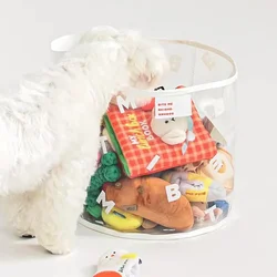 INS New PVC Transparent Thickened Toy Storage Basket Snack Dog Toy Sundries Hand-Held Storage Box Dog Supplies Dog Accessories